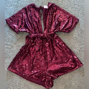 Showpo red sequin romper